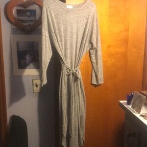 Gray Long Sleeve Knit Dress